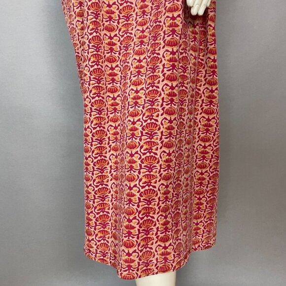 Handmade Muumuu Dress Batik Ruffle Neckline Short Sleeve Red Yellow Women Mumu - Picture 5 of 9